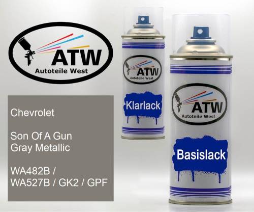 Chevrolet, Son Of A Gun Gray Metallic, WA482B / WA527B / GK2 / GPF: 400ml Sprühdose + 400ml Klarlack - Set, von ATW Autoteile West.